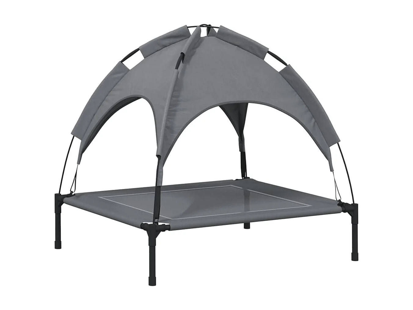 Marie-Fabienne  Lit pour cen avec auvent anthracite tissu Oxford et acier