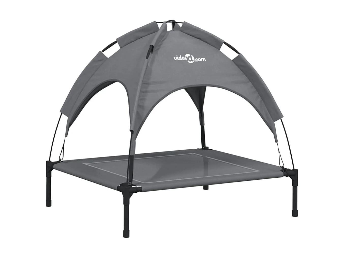 Marie-Fabienne  Lit pour cen avec auvent anthracite tissu Oxford et acier