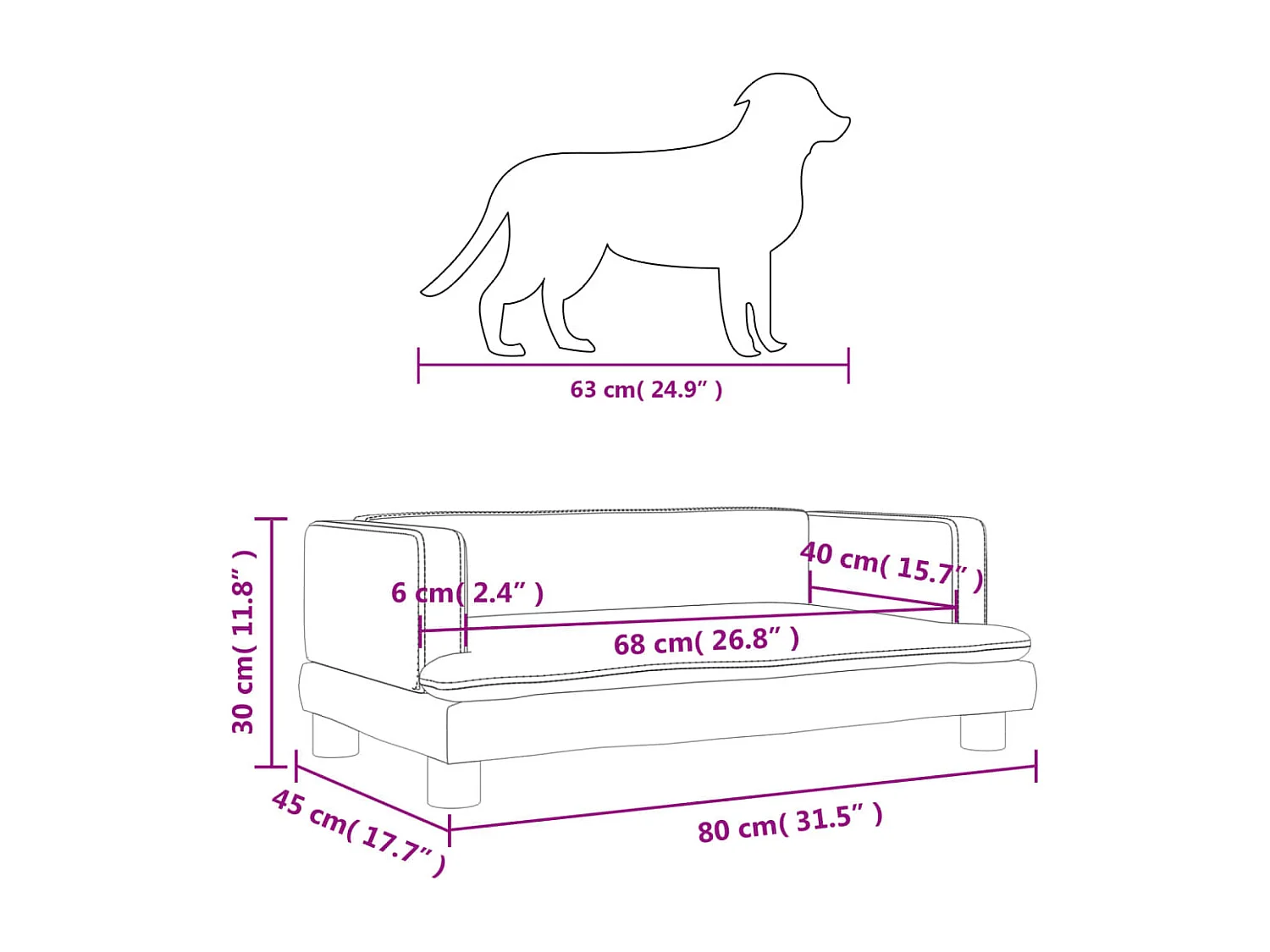 Asdee  Lit pour cen gris foncé 80x45x30 cm velours