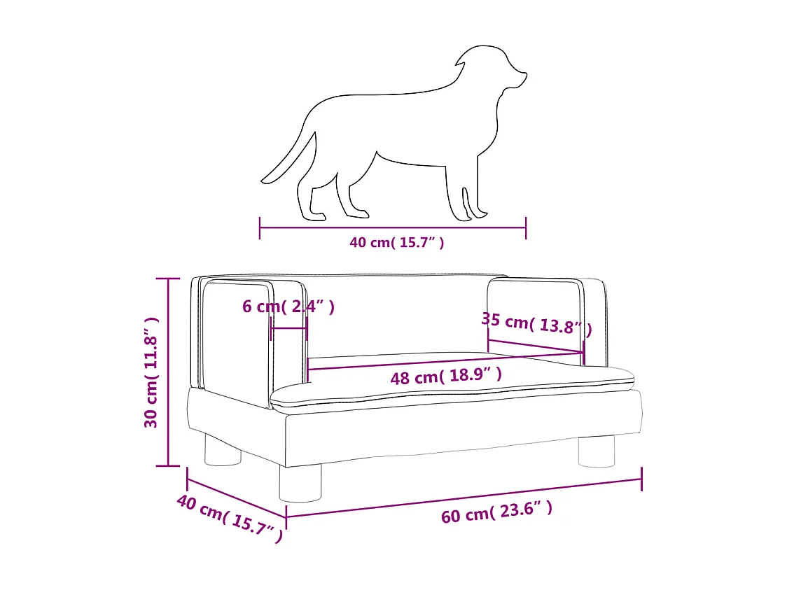 Asdee  Lit pour cen noir 60x40x30 cm similicuir