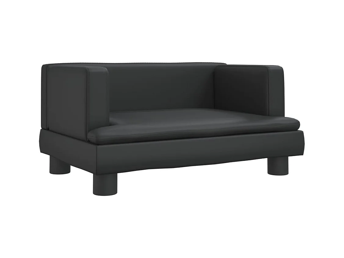 Asdee  Cama para perros de cuero sintético negro 60x40x30 cm