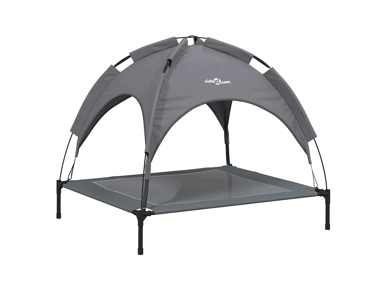 Marie-Fabienne  Lit pour cen avec auvent anthracite tissu Oxford et acier