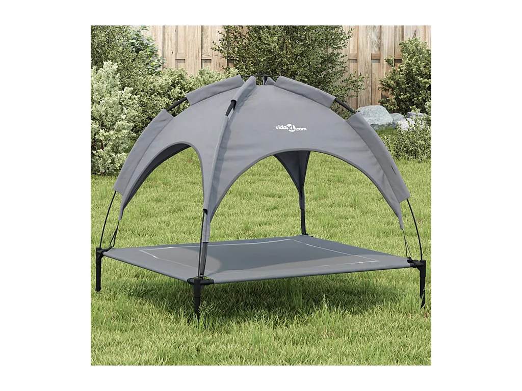 Marie-Fabienne  Lit pour cen avec auvent anthracite tissu Oxford et acier