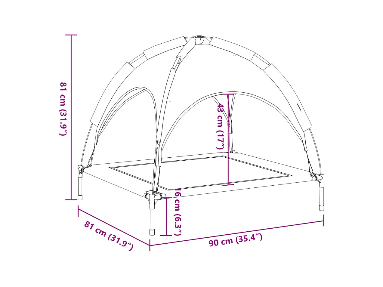 Marie-Fabienne  Lit pour cen avec auvent anthracite tissu Oxford et acier