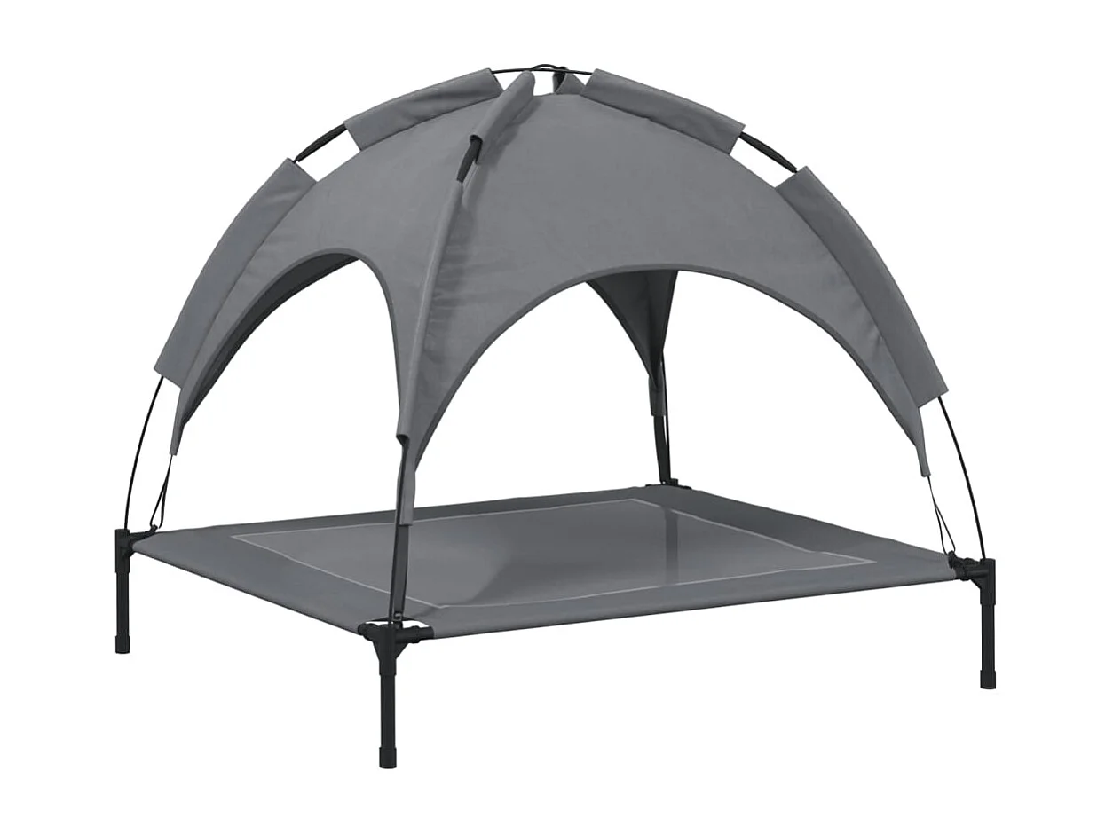 Marie-Fabienne  Lit pour cen avec auvent anthracite tissu Oxford et acier