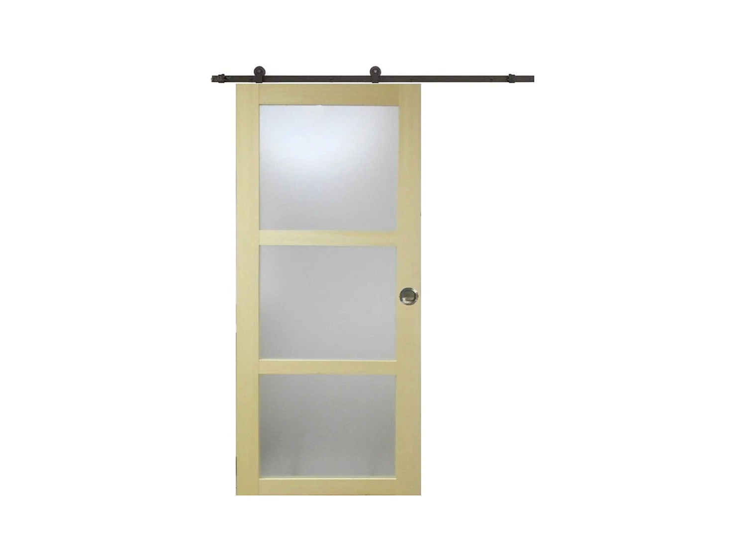 Porte Coulissante Bois Ayous Vitree H204 X L83 + Rail A  Roulettes Et Coquilles Gd Menuiseries