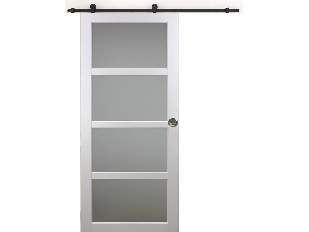 Tana Glazen Schuifdeur H204 x L93 + Rolrail en 2 Schelpen