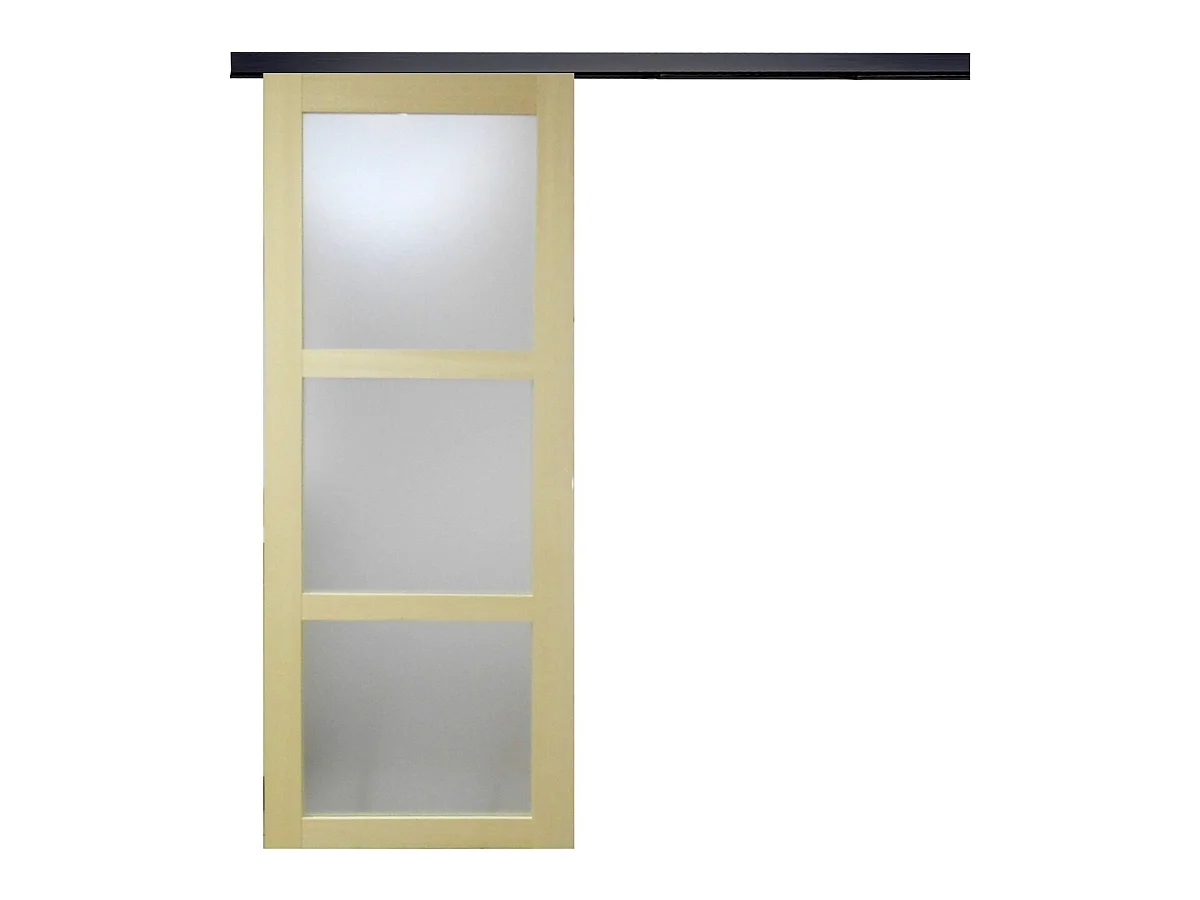 Porta scorrevole smaltata Ayous impiallacciato 3 vetri H204 x L73 + binario a rulli nero senza maniglia