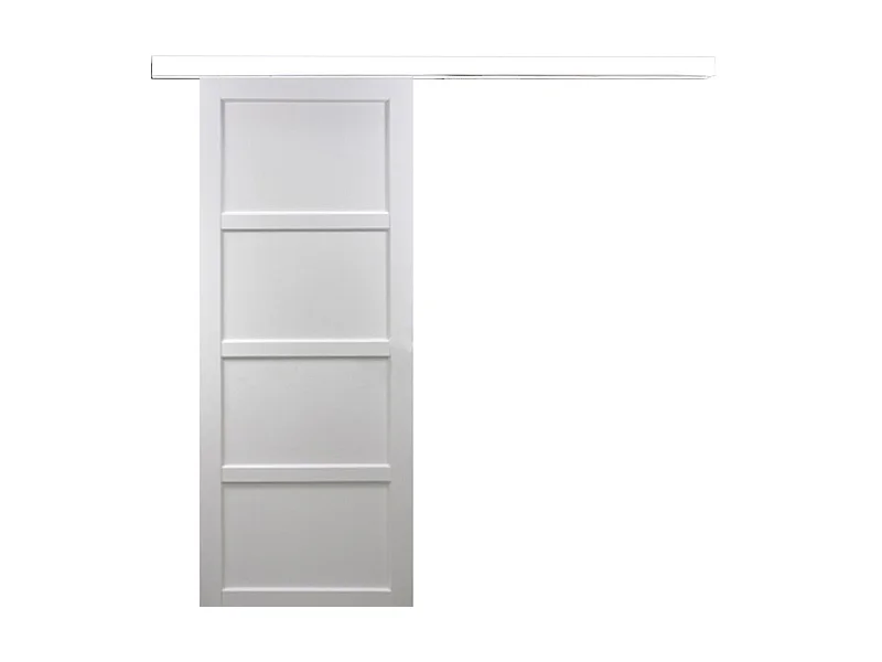 Porte Coulissante Tamera Blanc 4 Panneaux H204 X L93 + Rail Alu Bandeau Blanc Gd Menuiseries