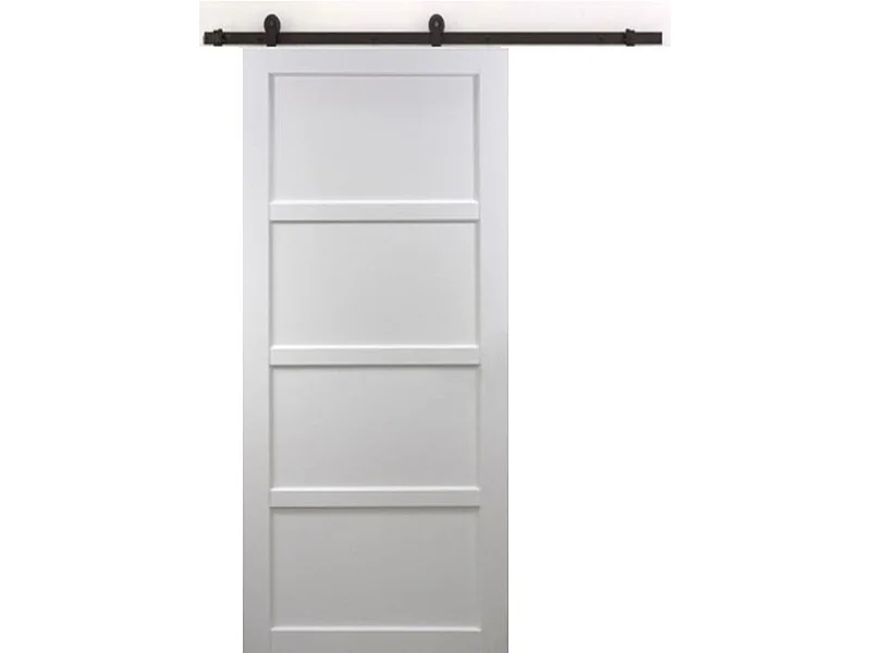 Porte Coulissante Tamera Blanc 4 Panneaux H204 X L73 + Rail A Roulettes Noir Gd Menuiseries