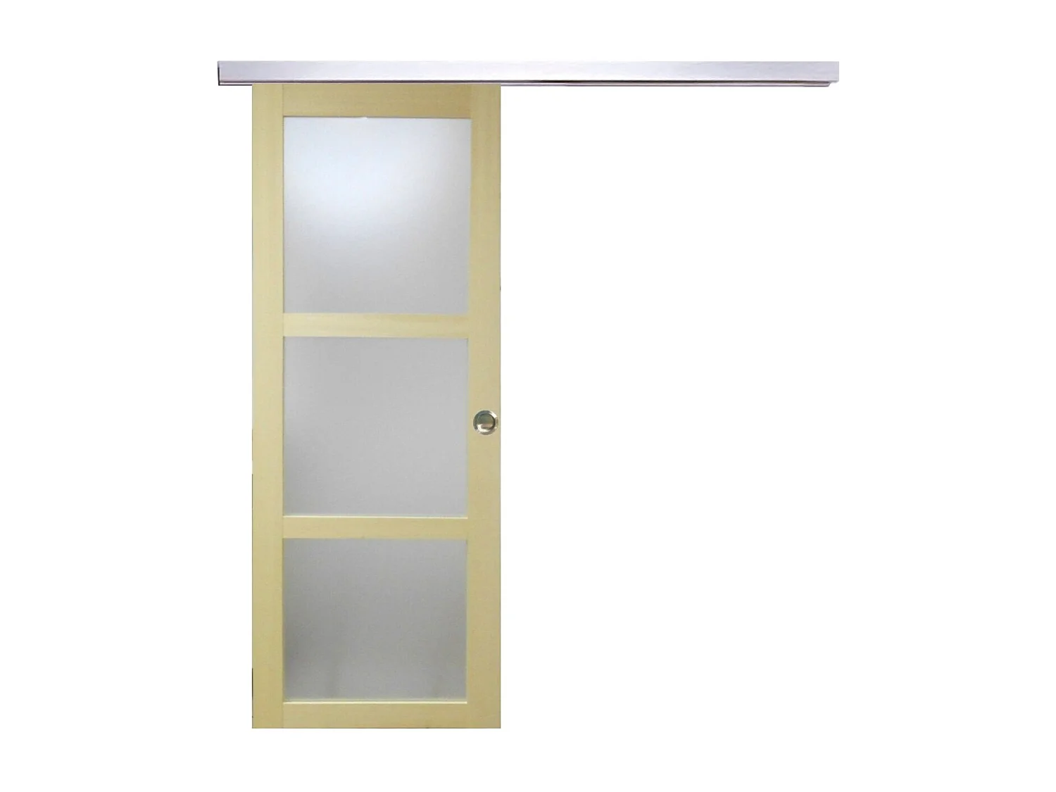 Porte Coulissante Bois Ayous Vitree H204 X L73 + Rail Alu Et Coquilles Gd Menuiseries