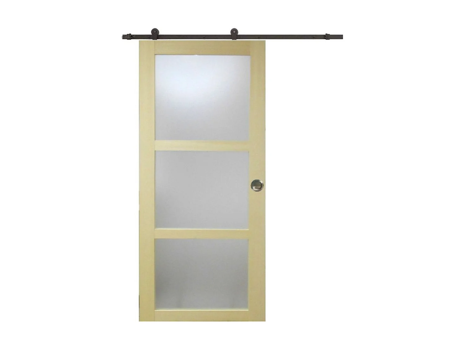Porte Coulissante Bois Ayous Vitree H204 X L73 + Rail A Roulettes Et Coquilles Gd Menuiseries