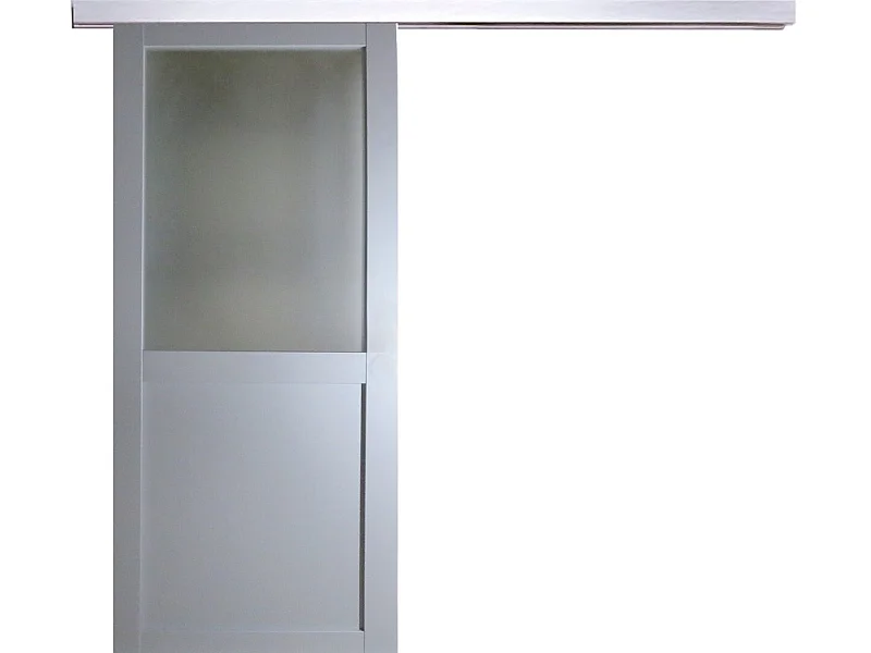 Porta scorrevole Athena Style Atelier En Enrobe Gris Clair Largeur 73 + Rail Alu Bandeau alu