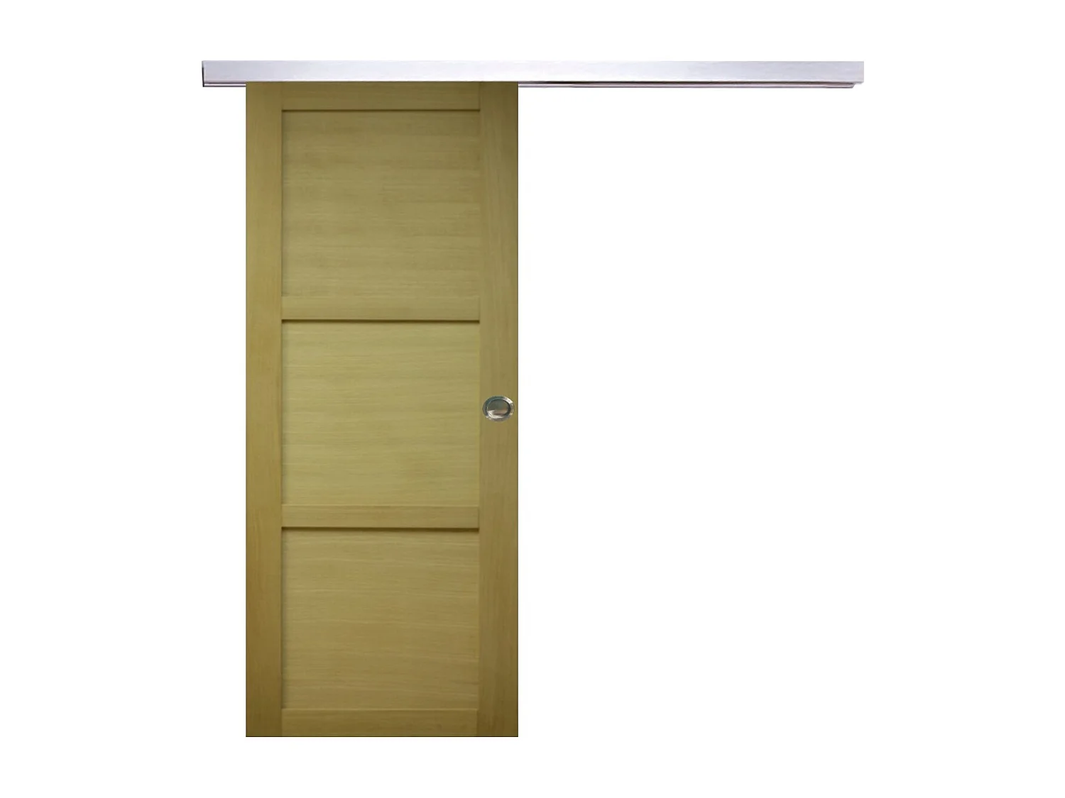 Porte Coulissante Bois Ayous 3 Panneaux H204 X L83,rail Alu, Coquilles Gd Menuiseries