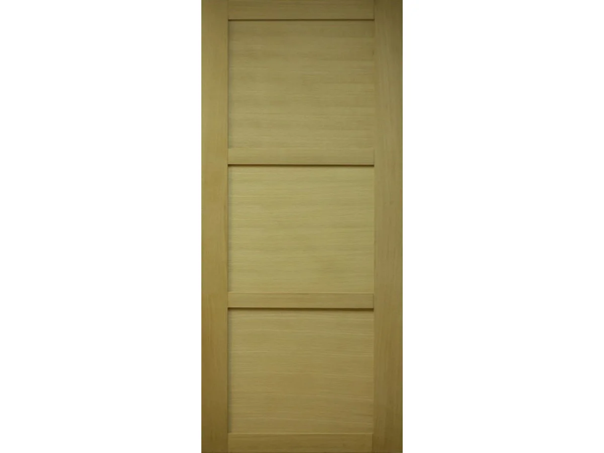 Porte Coulissante Bois Ayous 3 Panneaux H204 X L83 + Rail Alu Bandeau Blanc Gd Menuiseries