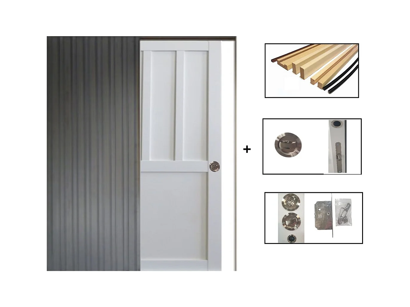 Porte Coulissante Atelier Blanc  2 Panneaux H204 X L83 + Systeme De Galandage Et Kit De Finition Inclus Gd Menuiseries