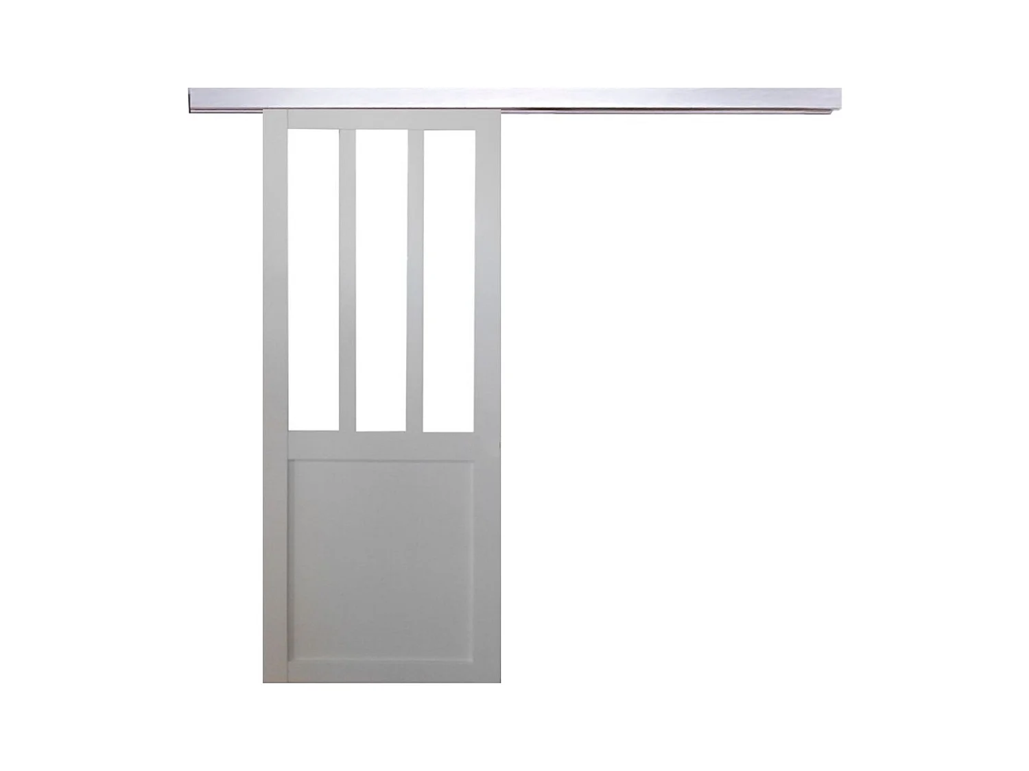 Porte Coulissante Atelier Blanc H204 X L73 + Rail Alu Gd Menuiseries