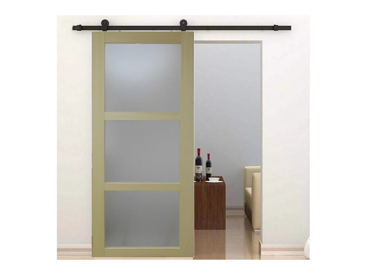 Porta scorrevole smaltata Ayous impiallacciato 3 vetri H204 x L83 + guida a ruota senza maniglia