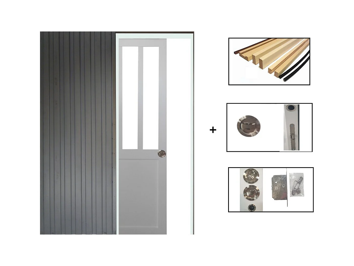 Porte Coulissant Atelier Blanc H204 X L93 + Systeme De Galandage Et Kit De Finition Inclus Gd Menuiseries