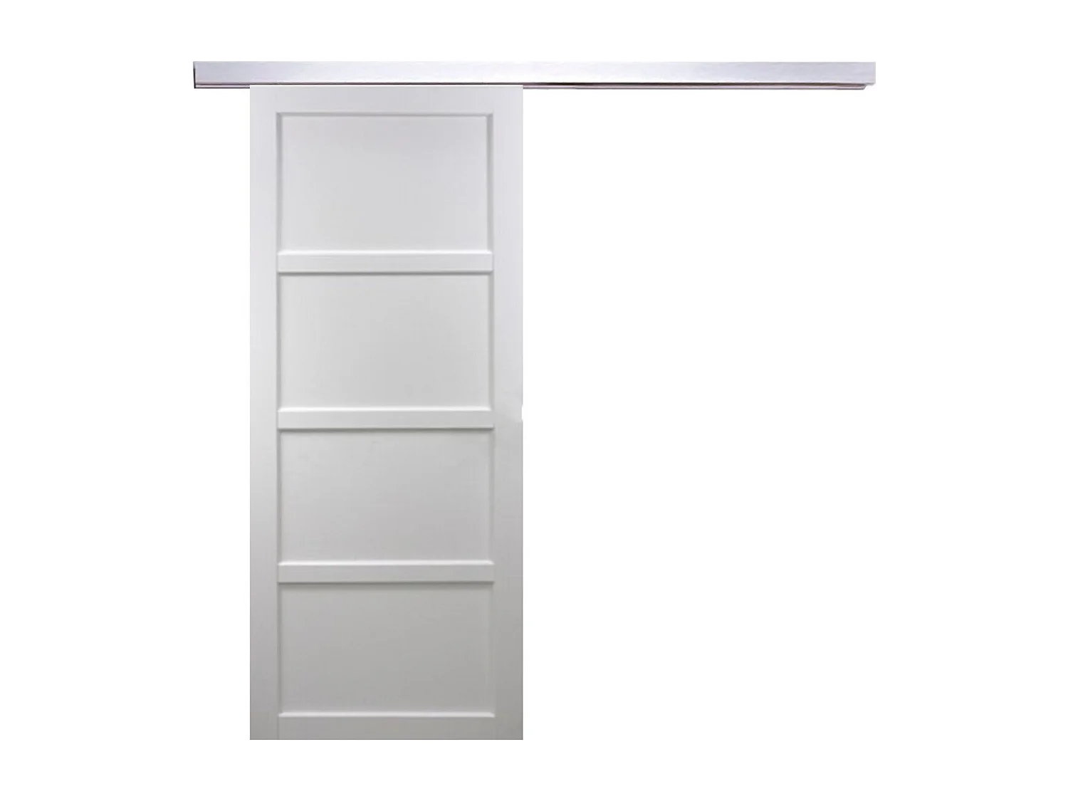 Porte Coulissante Tamera Blanc 4 Panneaux H204 X L93 + Rail Alu Gd Menuiseries