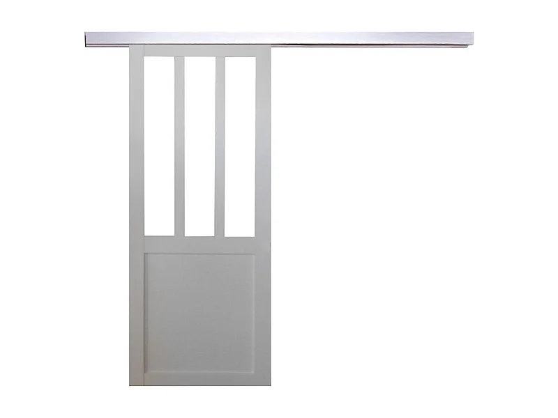Porte Coulissante Atelier Blanc H204 X L83 + Rail Alu Gd Menuiseries