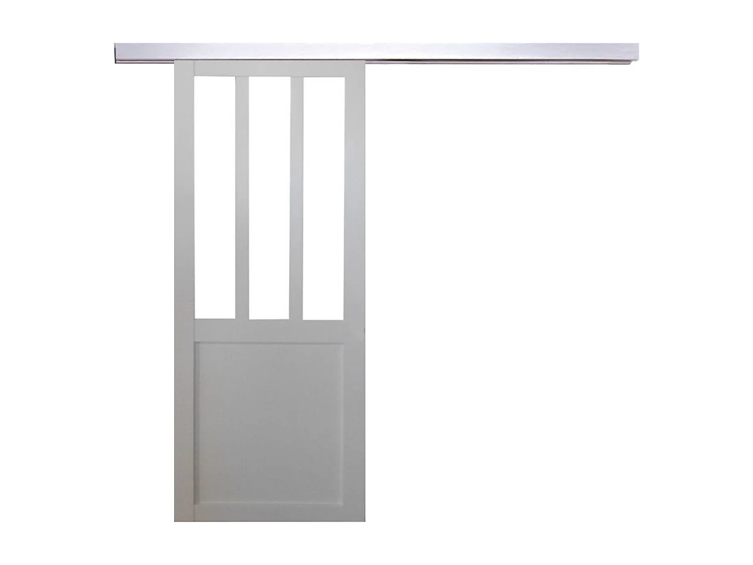 Porte Coulissante Atelier Blanc H204 X L83 Cm, Rail Alu Gd Menuiseries