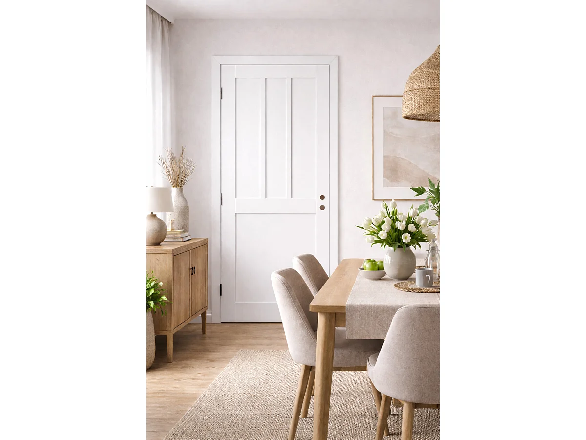 blocco porta officina 2 pannelli bianchi Larghezza 83 Spingendo dritto