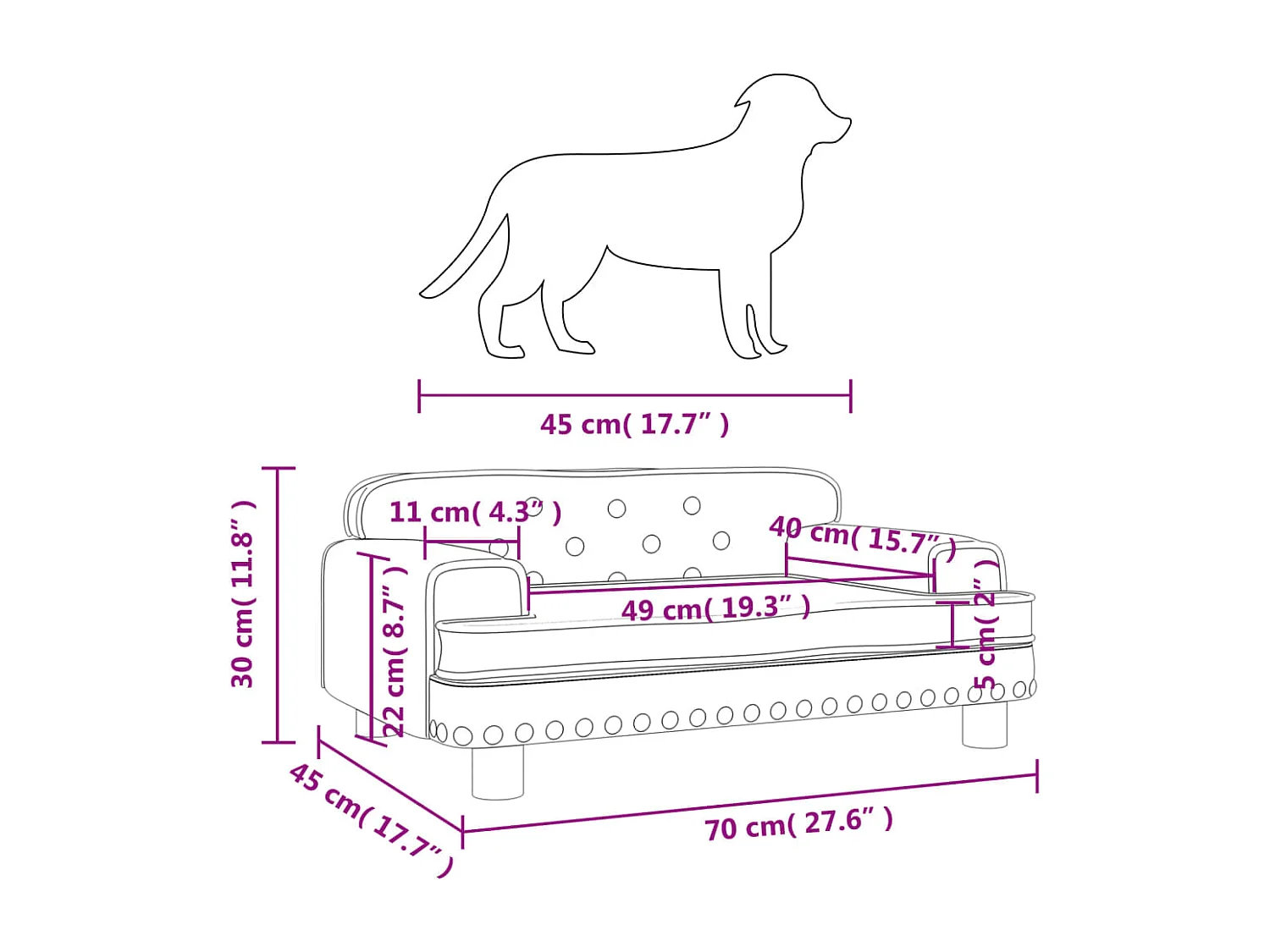 Tenzo  Lit pour cen cappuccino 70x45x30 cm similicuir