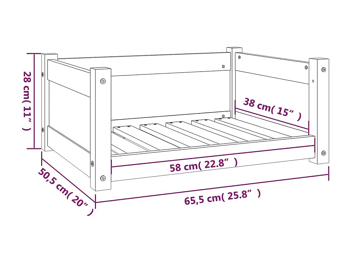 Chatham  Lit pour cen Marron miel 65,5x50,5x28 cm Bois de pin solide