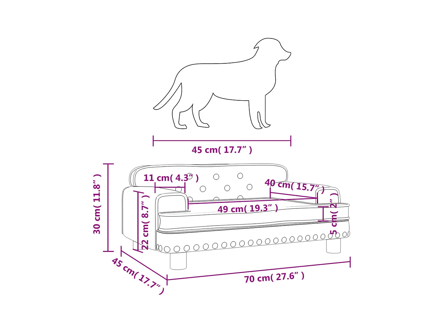 Tenzo  Lit pour cen marron 70x45x30 cm similicuir