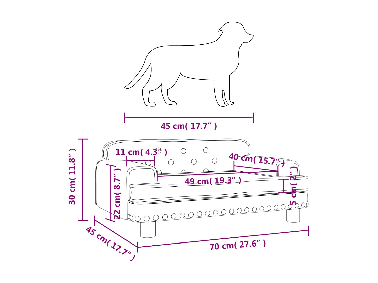 Tenzo  Lit pour cen marron 70x45x30 cm similicuir