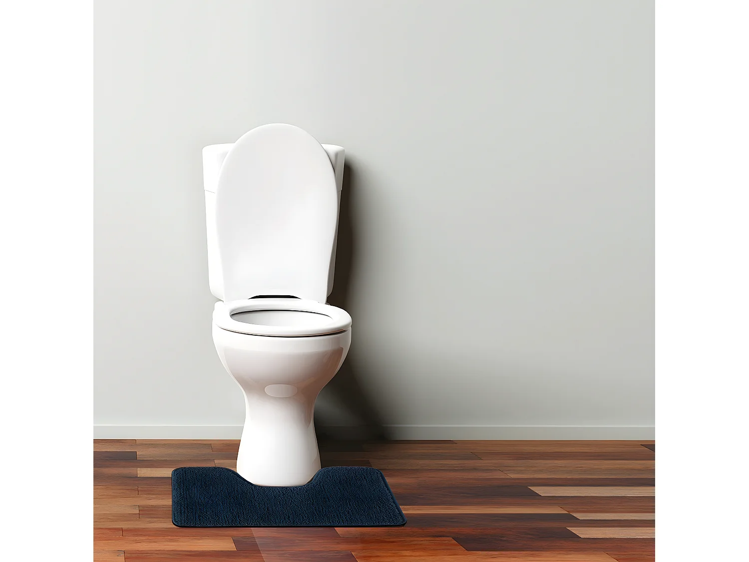 Tapis de toilette uni en polyester marine 50x40cm