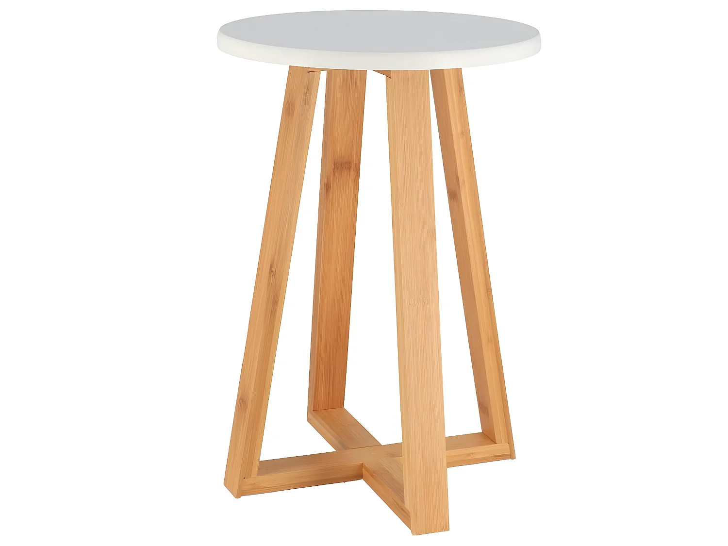Tabouret de salle de bain en Bambou et Bois Blanc H 43 cm