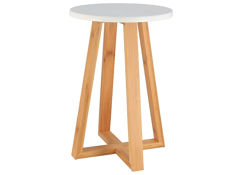 Tabouret de salle de bain en Bambou et Bois Blanc H 43 cm