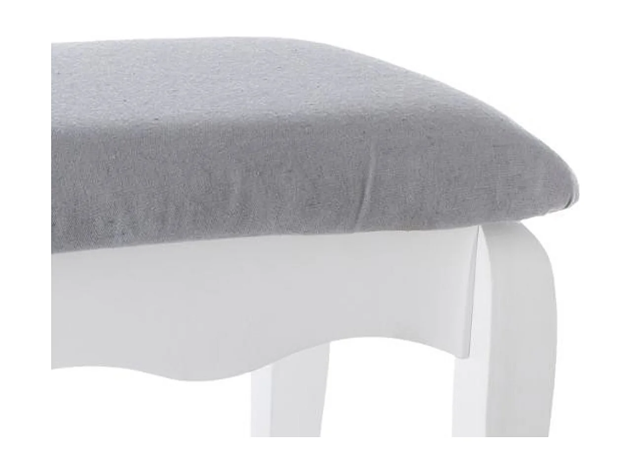 Tabouret de coiffeuse Gris clair et pieds en Bois Blanc H 45 cm