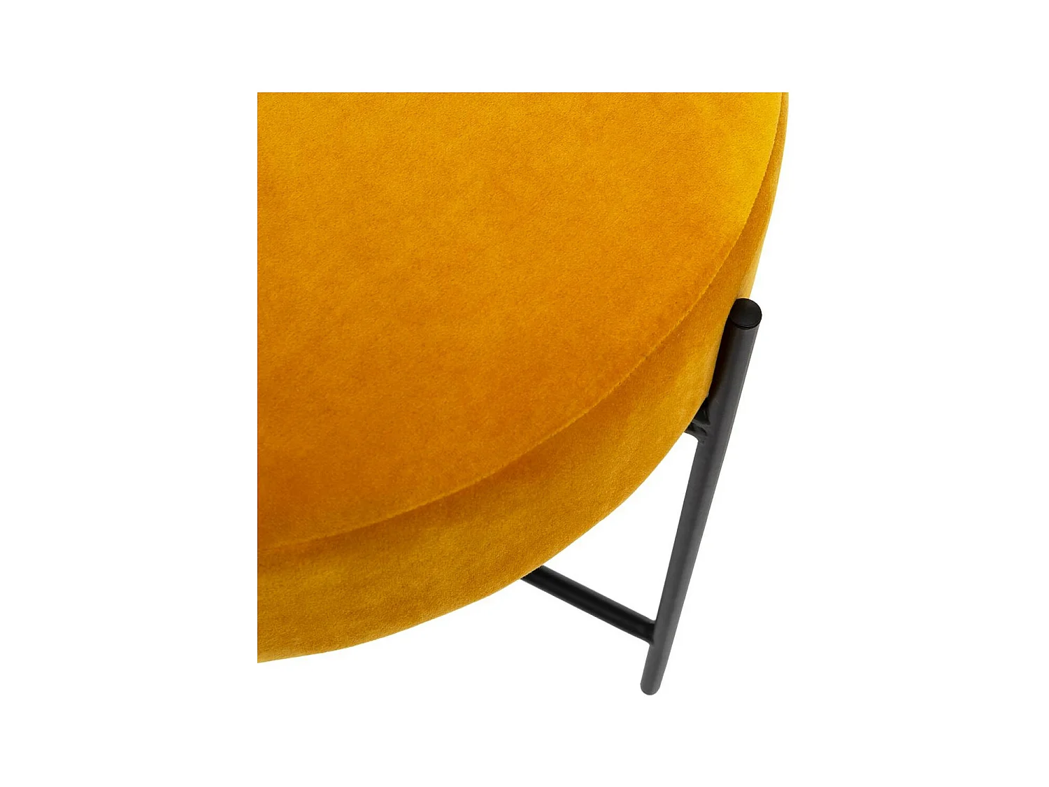 Tabouret en Velours Ocre et Pieds en Métal