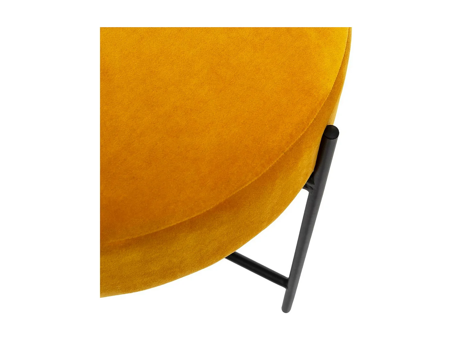 Tabouret en Velours Ocre et Pieds en Métal