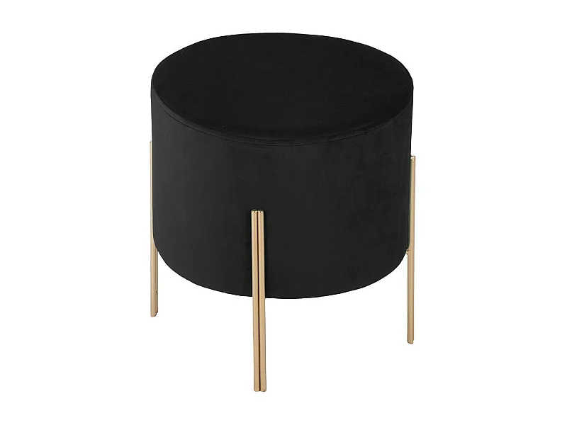 Tabouret Velours Noir et pied en métal H 40 cm
