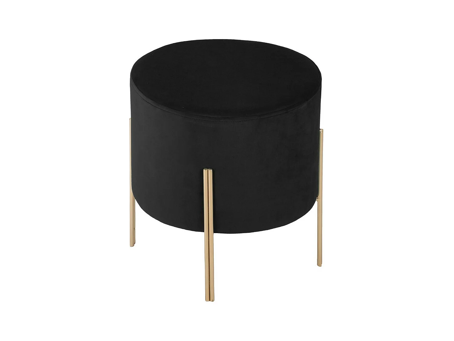 Tabouret Velours Noir et pied en métal H 40 cm