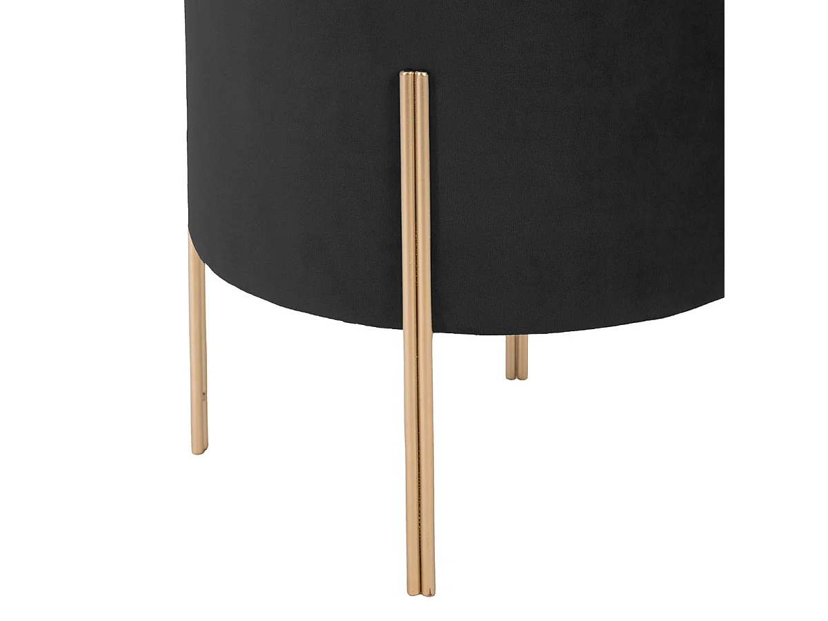 Tabouret Velours Noir et pied en métal H 40 cm