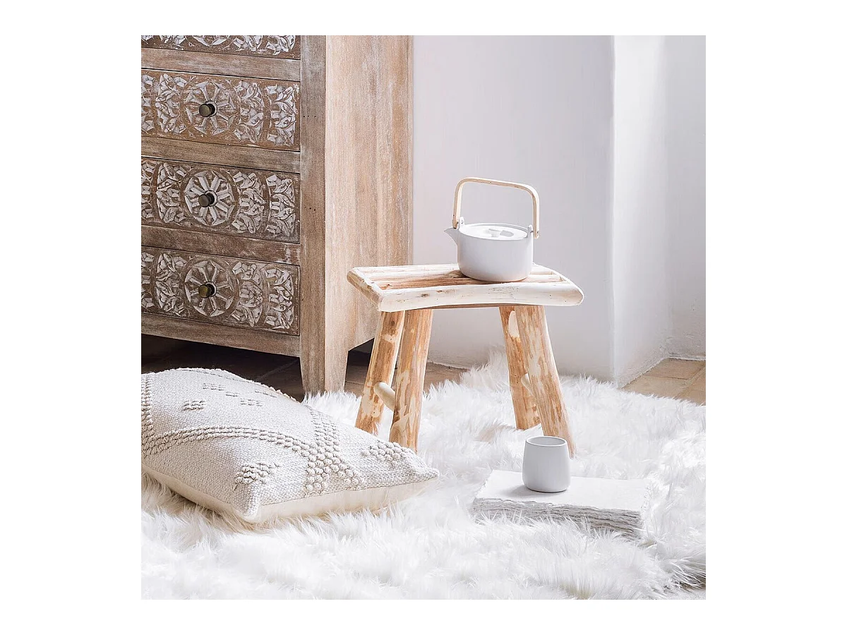 Tabouret en Bois naturel rendu artisanal L 34 cm