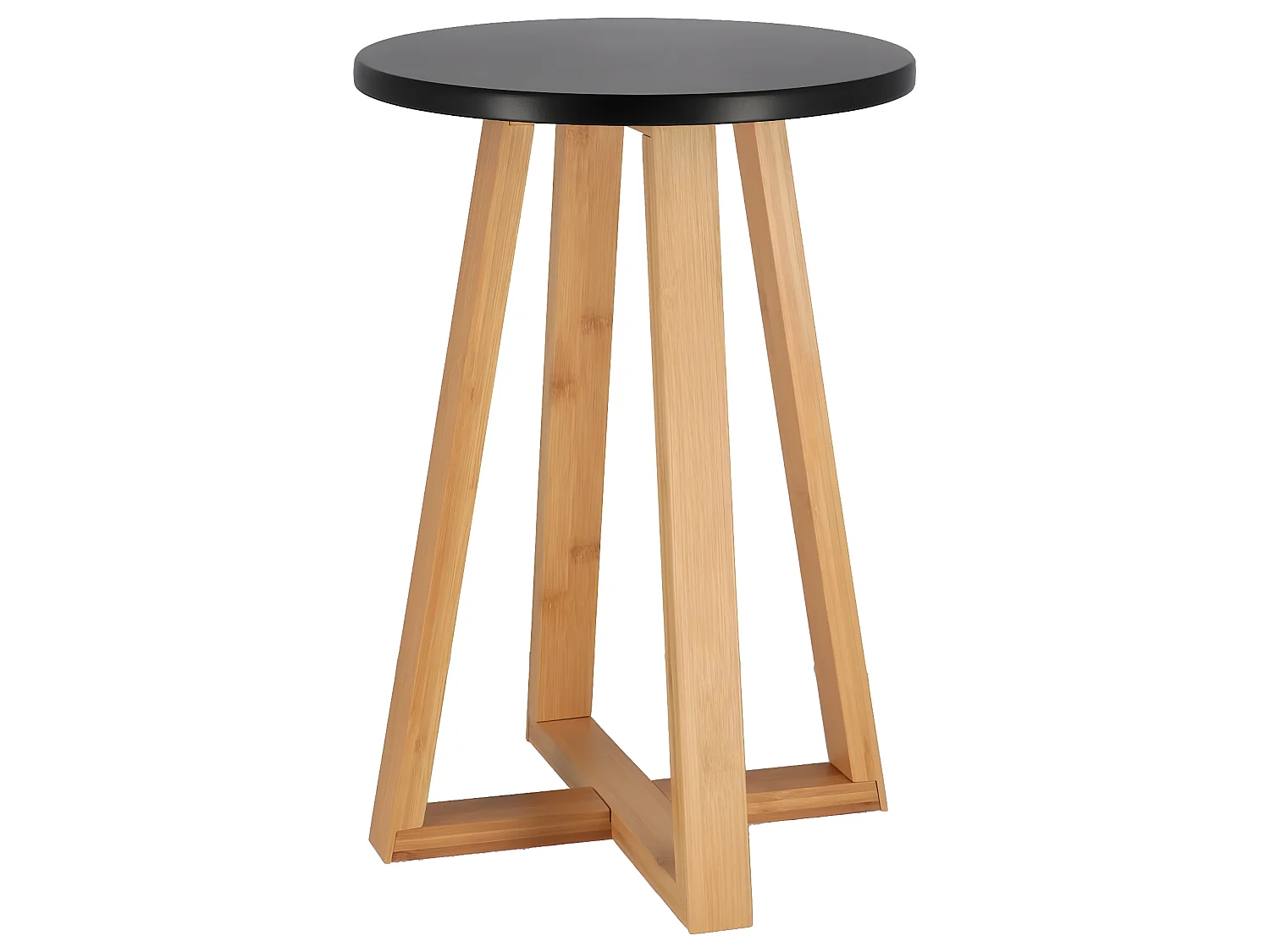 Tabouret de salle de bain en Bambou et Bois Noir H 43 cm
