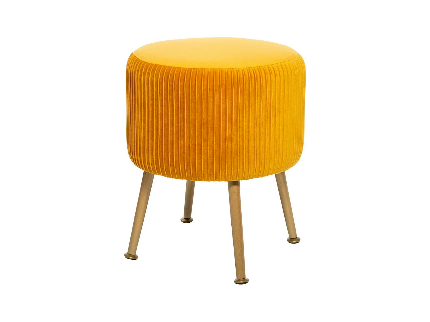 Tabouret en Velours Ocre plissé H 41 cm
