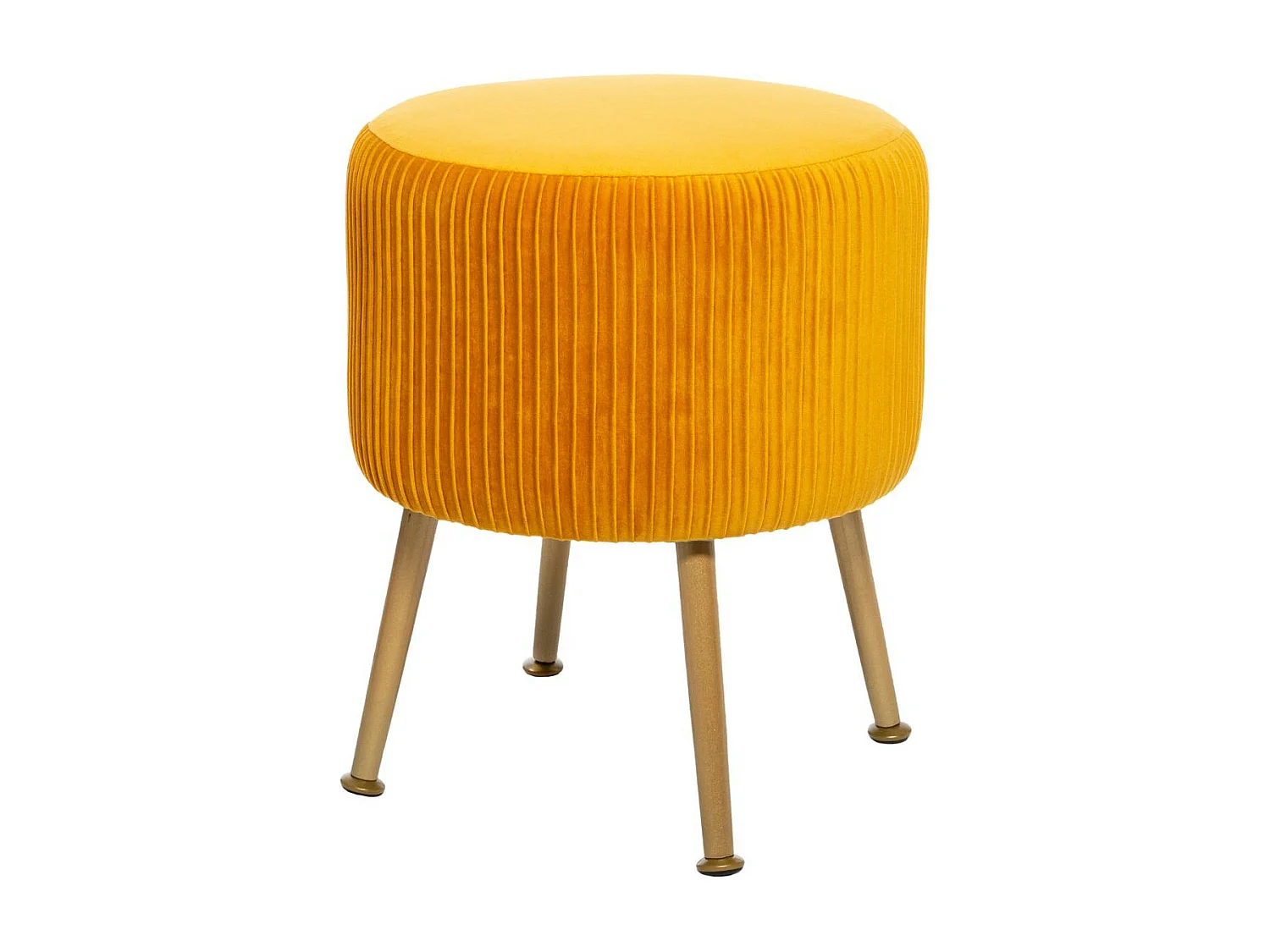 Tabouret en Velours Ocre plissé H 41 cm