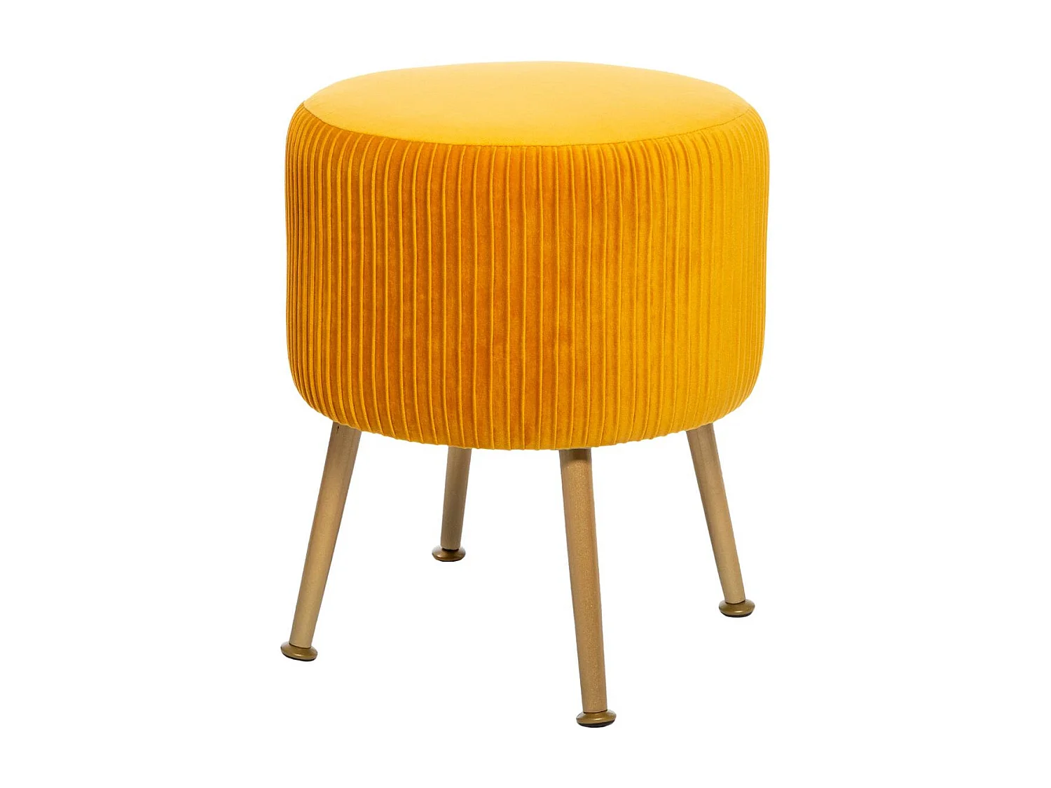 Tabouret en Velours Ocre plissé H 41 cm