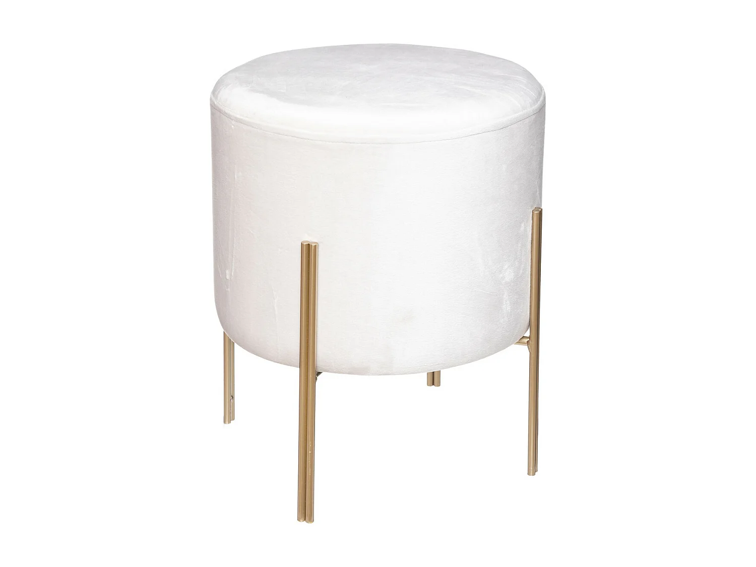 Runder Pouf aus Metall und Samt Ø 34 x H. 40 cm