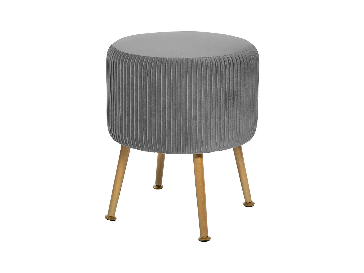 Tabouret en Velours Gris plissé H 41 cm