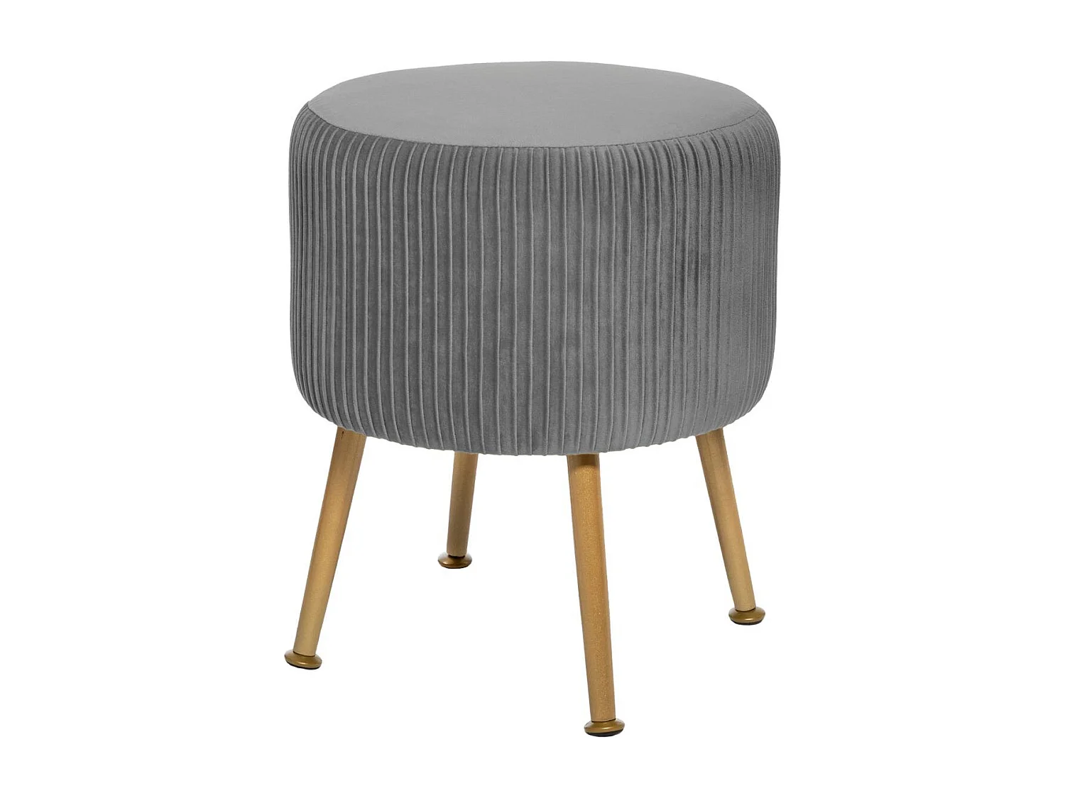 Tabouret en Velours Gris plissé H 41 cm