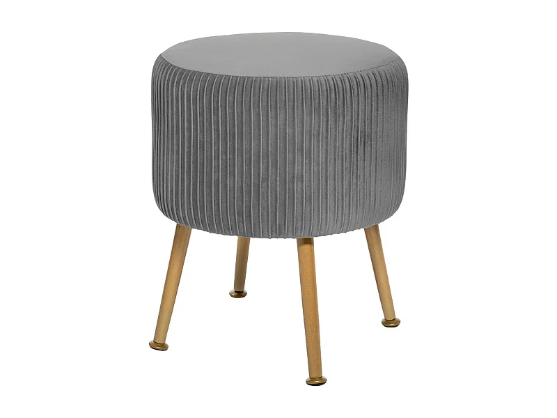 Tabouret en Velours Gris plissé H 41 cm
