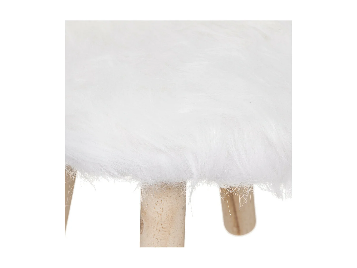 Tabouret pour Enfant Licorne en bois et fourrure blanche H 40 cm